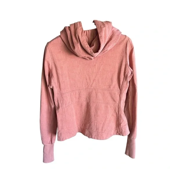 CMC Color Me Cotton Stylish Peach Jacket with Hood Crosshatch Design - Picture 8 of 13